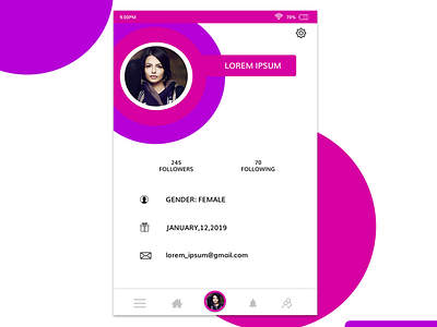 Profile screen for mobile app