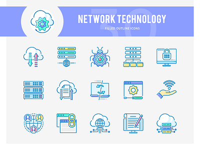 Network Technology Icons arrow cloud computing communication connection data database filled outline gear globe hosting icon icons internet media mobile net network network icons phone security