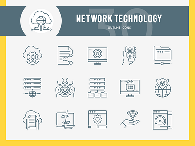 Network Technology Outline Icons cloud computing communication computer connection database gear globe hosting icon icons internet laptop media mobile net network network icons outline phone security