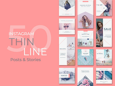 Instagram Posts&Stories - Thin Line business instagram banners instagram posts internet shop promotions