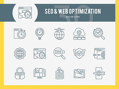 SEO & WEB Optimization Line Icons analysis data icons idea research search security seo speed target web