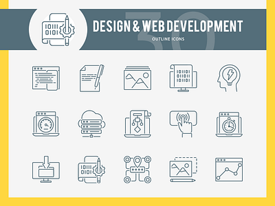 DESIGN & WEB Development Line Icons analysis data icons idea research search security seo speed target web