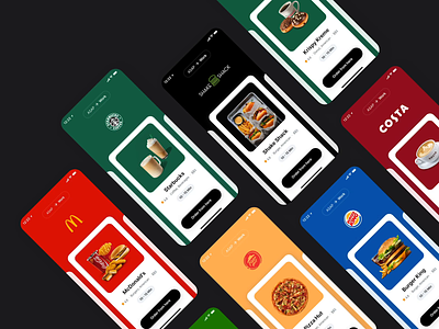 Fast Food 🍔🍕🍩 burger king cards clean coffee concept drinks food food app food delivery ios kfc mcdonalds starbuck subway ui