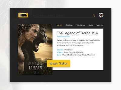 IMDB Movies Concept design imdb interface landing movies page profile search tvshow ui ux web
