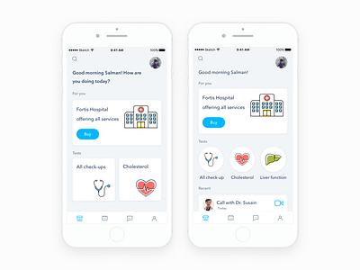 Health App app design doctor flat health icons ios medical mobile ui ux