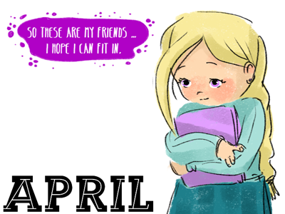 April's First Friends april april comic comic strip ekaterina oloy ekoloy fitting in friendship growing up katia oloy making friends new kid school shy