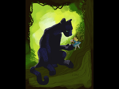 Tea with a Panther alice in wonderland black panther color key concept art disney jungle jungle book mary blair retro vintage