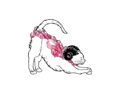 Hard Headed Cat Boops astrology cat chimera gemstone pink ram rose quartz