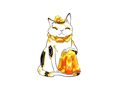 Lucky Cat cat creature gemstone japanese line art lucky quartz
