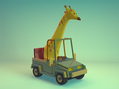 Giraffe on the loose 3d animals c4d giraffe jeep