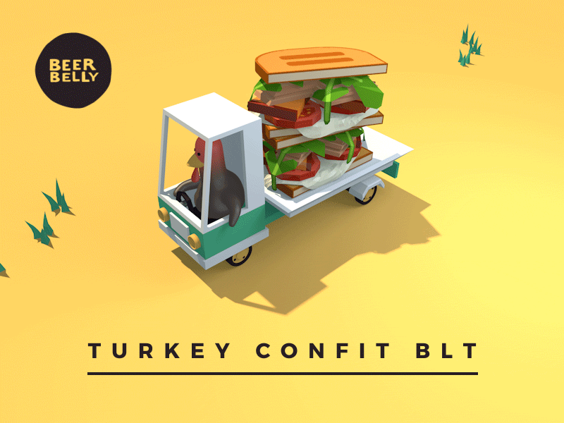 Turkey Truck beer belly blt c4d cinema4d low poly sandwich truck turkey