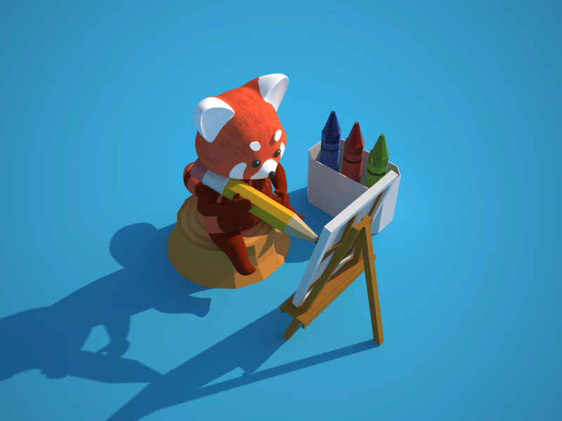Panda Doodle aftereffects animals c4d canvas low poly red panda