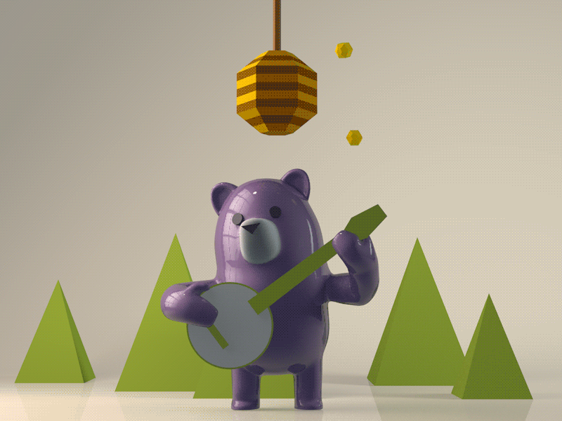 Banjo Bear and Bees banjo bear bees c4d cinema4d low poly tree