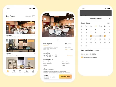 Coworking Space Booking App coworking design mobile app ui