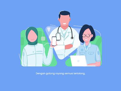 Strong together ❤️ bpjs doctor health illustration medical nurse ui vector