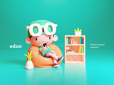 Edoo character design 📒 3d 3d illustration blender character edoo education illustration learning mascot