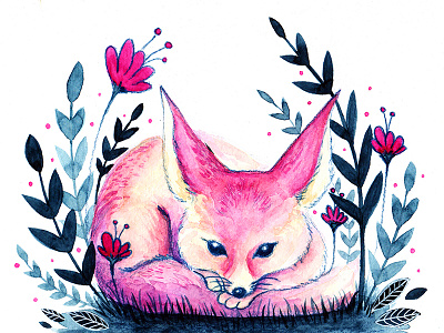 Fennec Fox animal art animal illustration fennec fox illustration watercolor watercolor art watercolor illustration watercolor painting