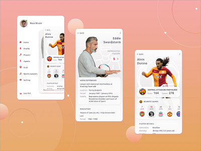 Football app app appdesign design football football app football club footballer menu mobile mobile app mobile design mobile ui profile style ui ui design