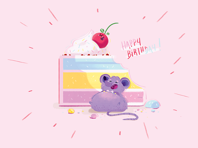 Happy birthday! birthday birthday card cute art cute illustration happy birthday illustration pastel colors
