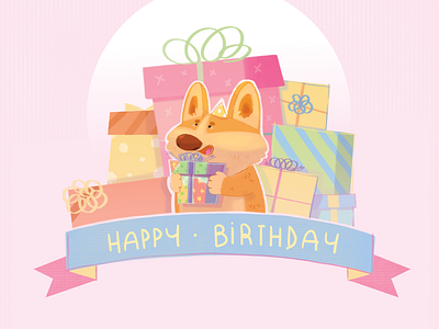 Corgi Birthday birthday birthday card cute art cute illustration illustration pastel colors