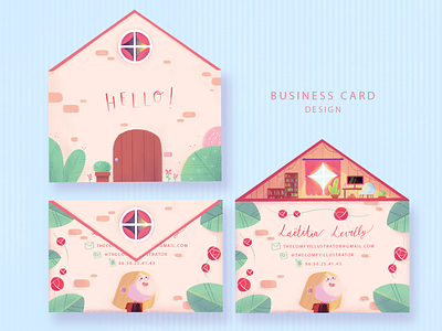 Business card design brand branding business card business card design cute business card cute illustration illustration pastel colors typograhy