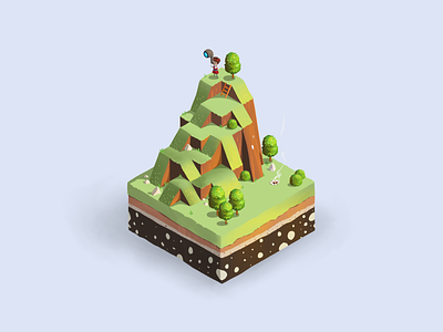 the lookout on layercake hill apple pencil art illustration isometric isometric art