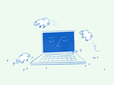 Taking a break chill computer dream illustration nap rest sheep snooze
