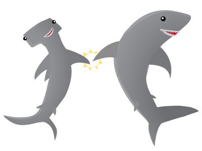 Shark Week Collab illustration gradient sharks shark week high five