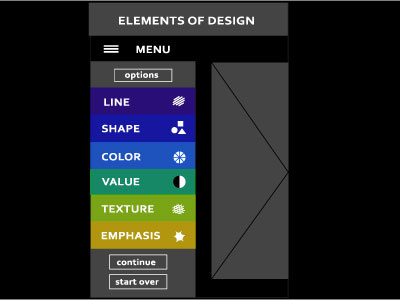 App Mock, Elements of Design app colors design menu navigation ux
