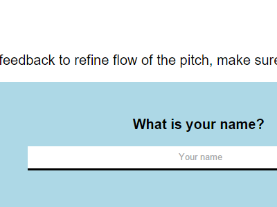 Elevator Pitch Questionnaire ui javascript css html