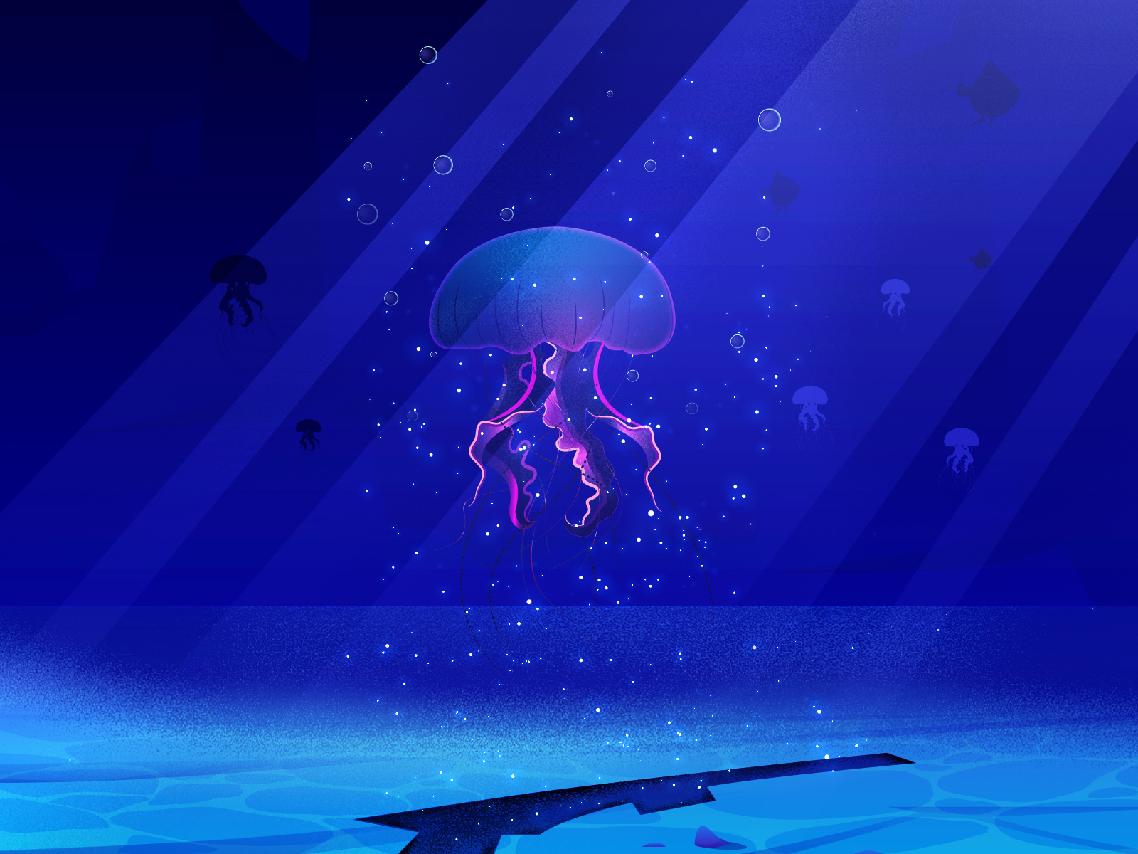 Jellyfish blue bubble design illustration illustration art illustrator jellyfish noise photoshop purple sea sparkle underwater vector water