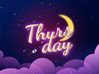 Thursday 3d cloud days design drawing galaxy graphic design il illustration illustration art illustrator moon photoshop space thursday typographical vector week