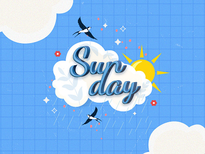 Sunday 3d cloud design graphic design illustration illustration art illustrator photoshop sunday typography vector week