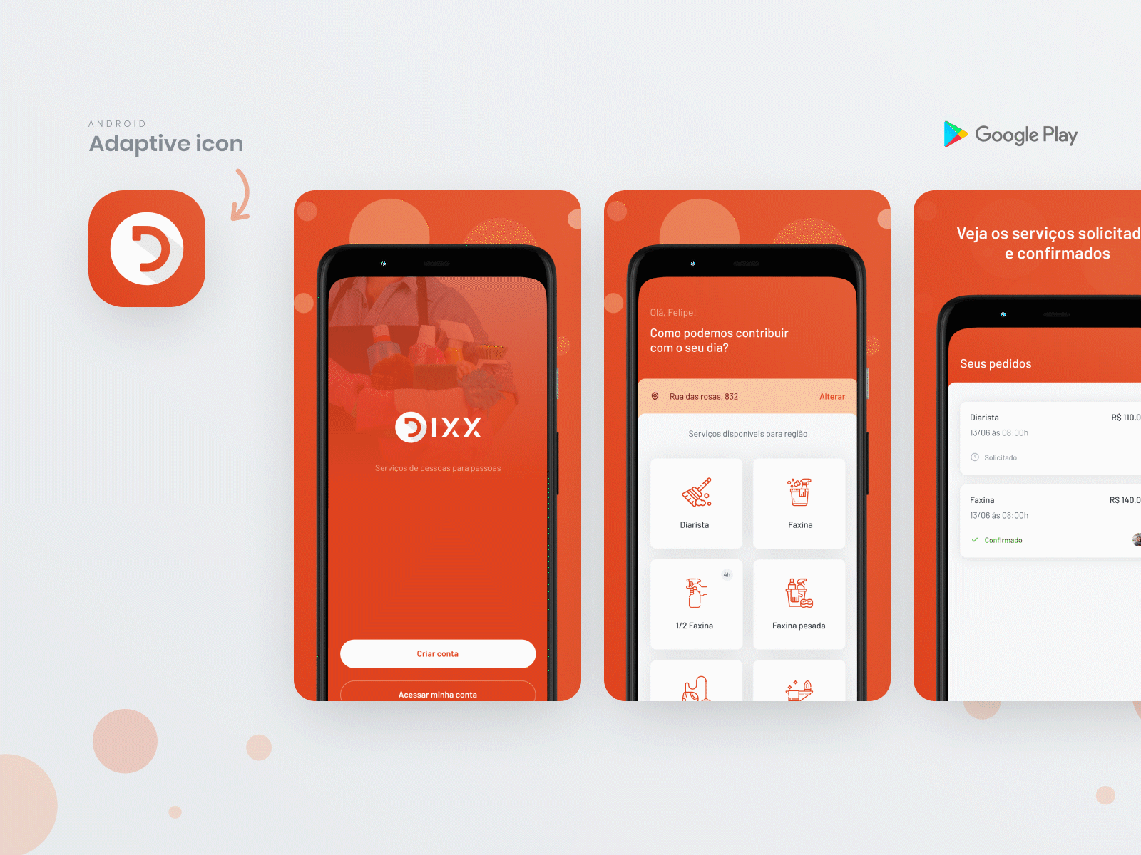 Redesign | Dixx - Play Store screenshots app brasil design dixx icon play store redesign salvador screenshots store store app ui