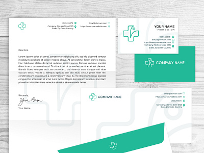 Corporate Stationery Design clean green healthcare stationery tosca