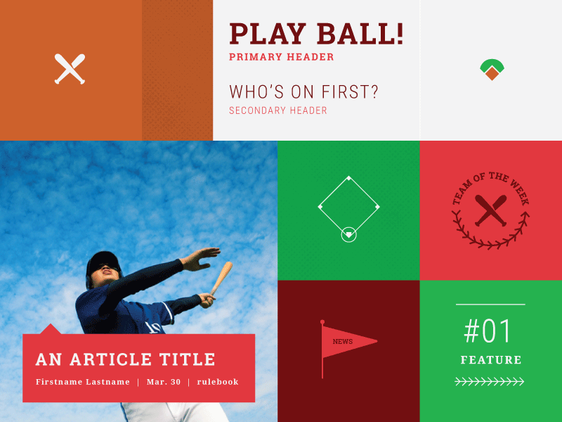 Baseball Style Tiles app baseball css icon publication style tiles web