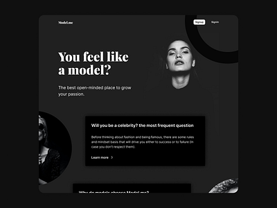 Model.me - Models agency landing page design graphic design hero hero section landing landing design landing page landing page design landingpage ui ui design uidesign web design website