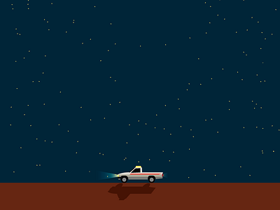 Late Night Delivery illustration night stars truck