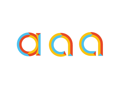 a, a, or a? blue logo red sans serif white yellow