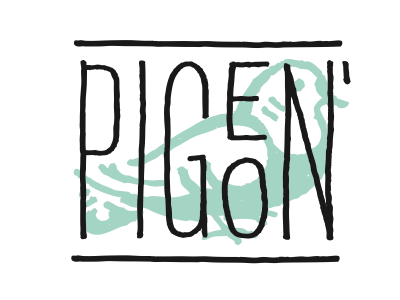 Pigeon' black green hand drawn