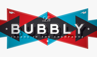 La bub blue champagne logo pacakging red