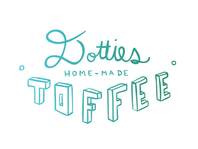 Toffee time chocolate hand drawn home made illustration logo toffee
