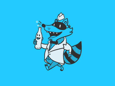 Soda Jerk animal cartoon icon illustration logo raccoon soda