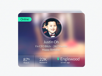 Mini Profile Concept app blur card connect development flat iphone match mini profile networking profile swipe