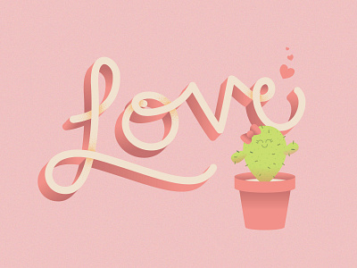 Everyone could use a little love. cactus design ebbdc5 handdrawn handlettering handtype hearts illustration love typography