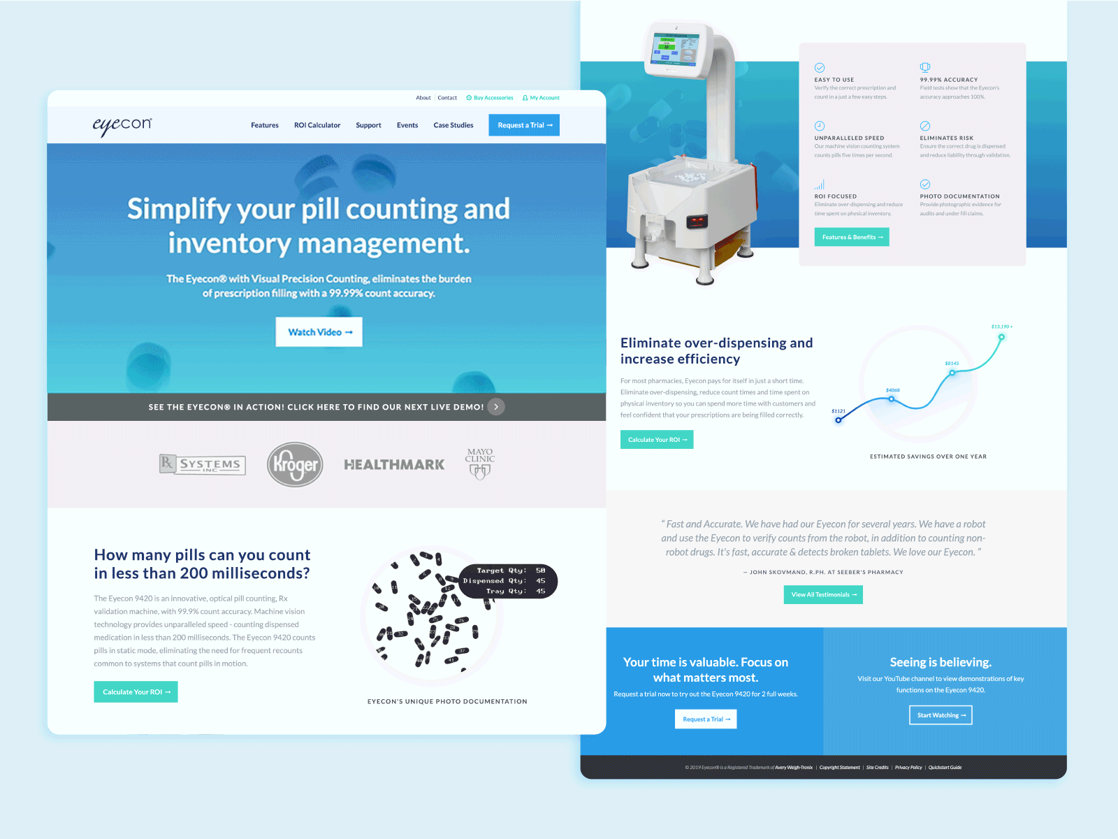 Website Redesign for Eyecon by Karly A. Design medication pharmaceutical pharmacist pharmacy ui design ux design visual design web design website
