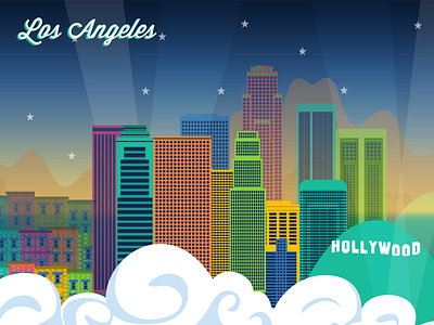 Los Angeles city of angels design graphic design hollywood illustration la los angeles poster vector