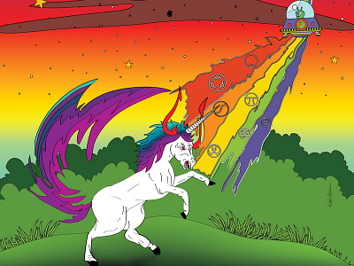 Sin Camp 2017 Poster alien burning camp devil event flipside flyer pitchfork poster rainbow sin unicorn