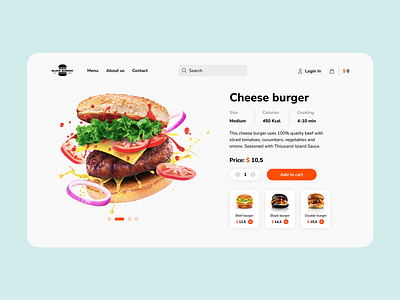 Burger card for restaurant burger clean concept food makeevaflchallenge makeevaflchallenge10 restaurant ui ux web