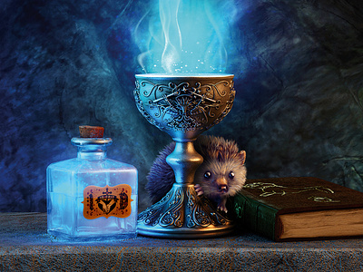 Lurte V Magic Chalice | folk metal music CD booklet art direction chalice copywriting hedgehog illustration magic potion